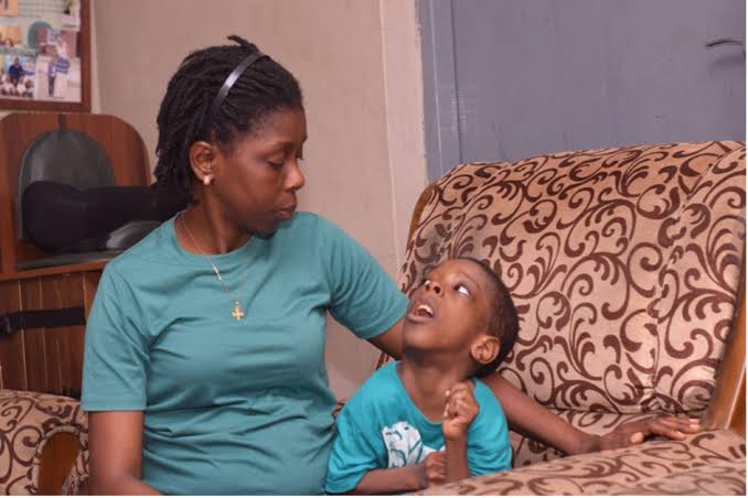 A mother reading with her child